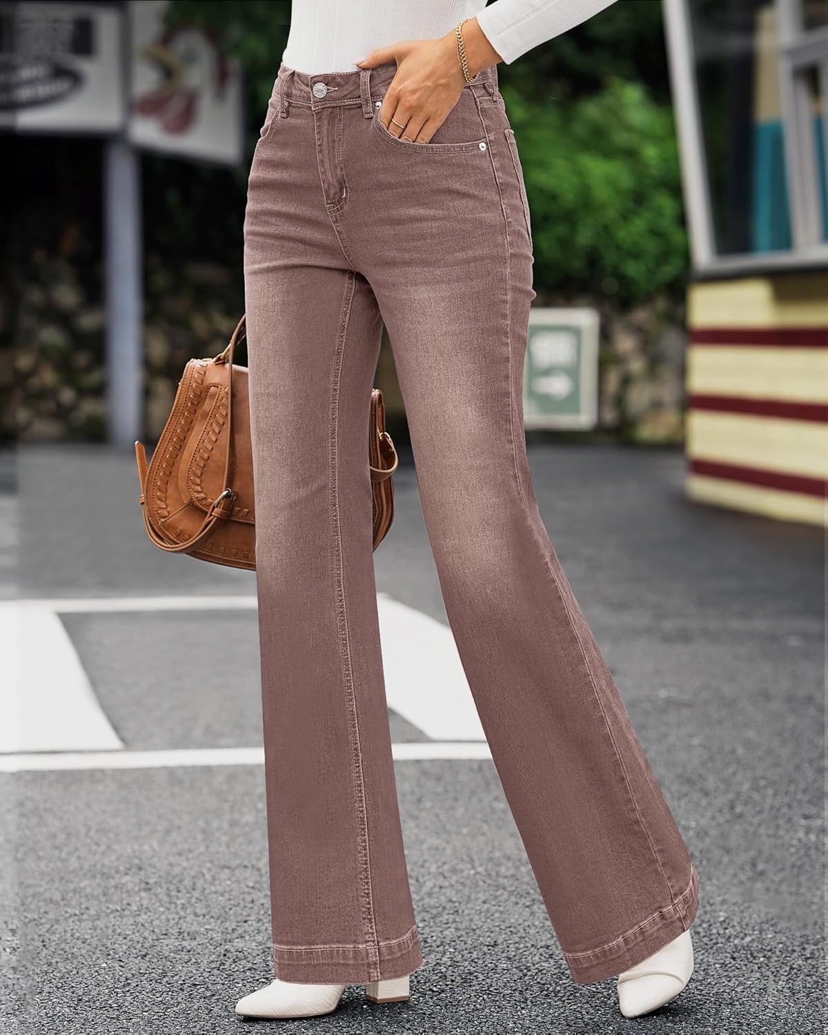 Womens Flare Jeans High Waisted Wide Leg Baggy Jean for Women Stretch Denim Pants