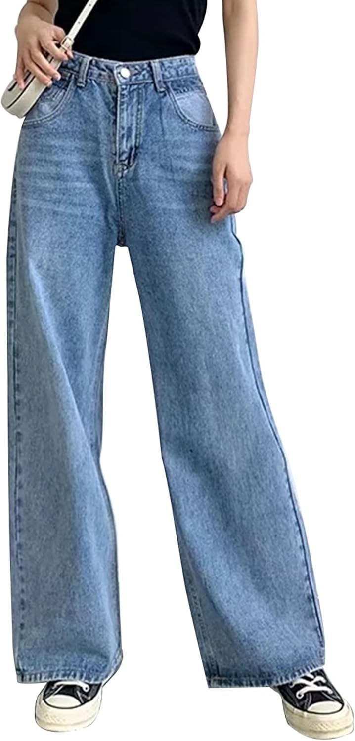 Women Wide Leg Jeans High Waist Baggy Jeans for Women Loose Boyfriends Jeans Denim Pants 90s